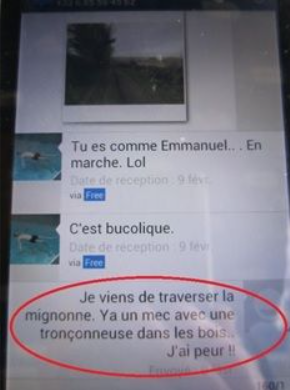 Copie d'écran des SMS