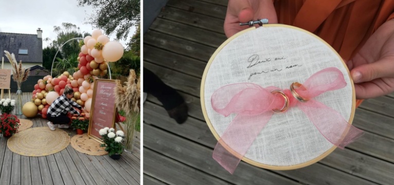 Arche de ballons et porte-alliances